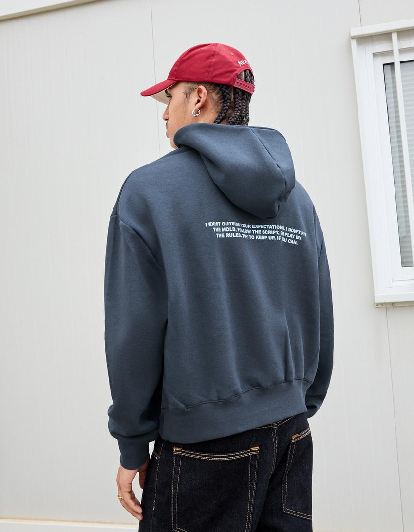 Printed hoodie-Blue