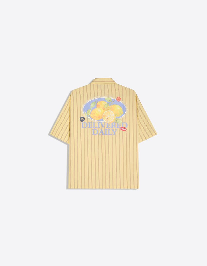 Printed short sleeve boxy fit shirt-Yellow