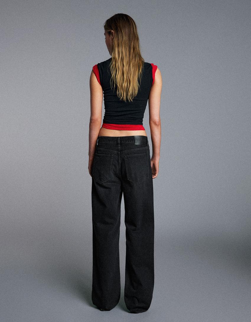 Jeans straight baggy fit-Nero