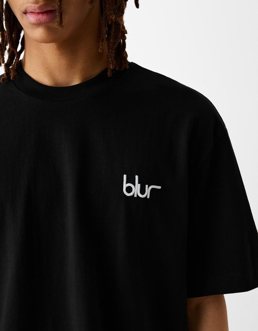 T-shirt Blur de manga curta boxy estampado-Preto-6