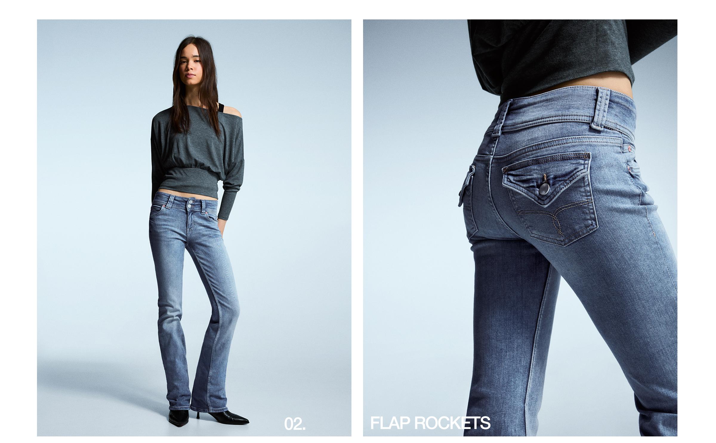 Düşük bel kapaklı bootcut jean - Görsel 41