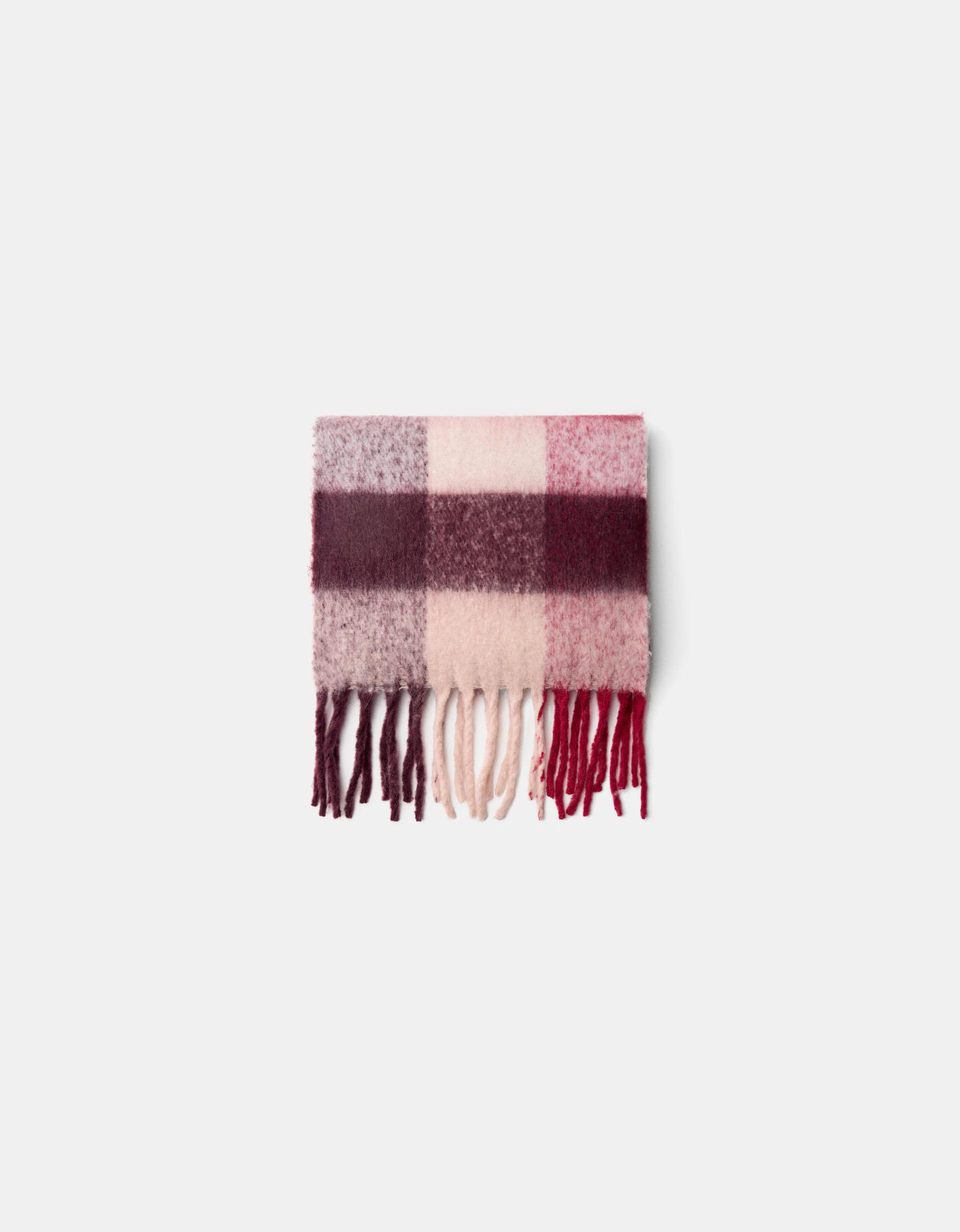 Burgundy check scarf Women Bershka