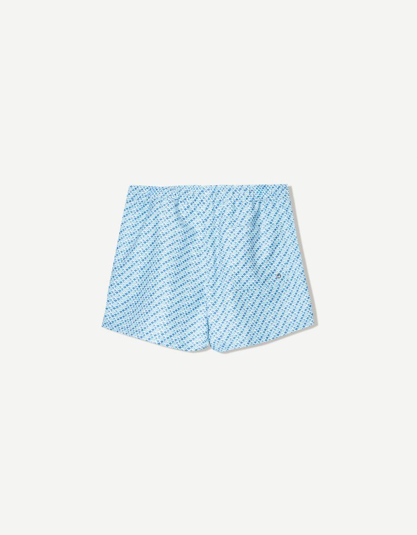 Diamond print swimming trunks-Light blue