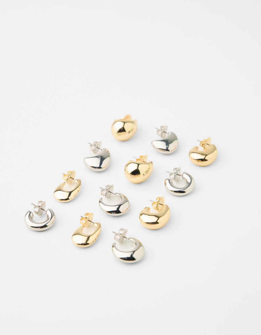 طقم من 6 أقراط شبه قطرة - Signature Edition-فضي-2