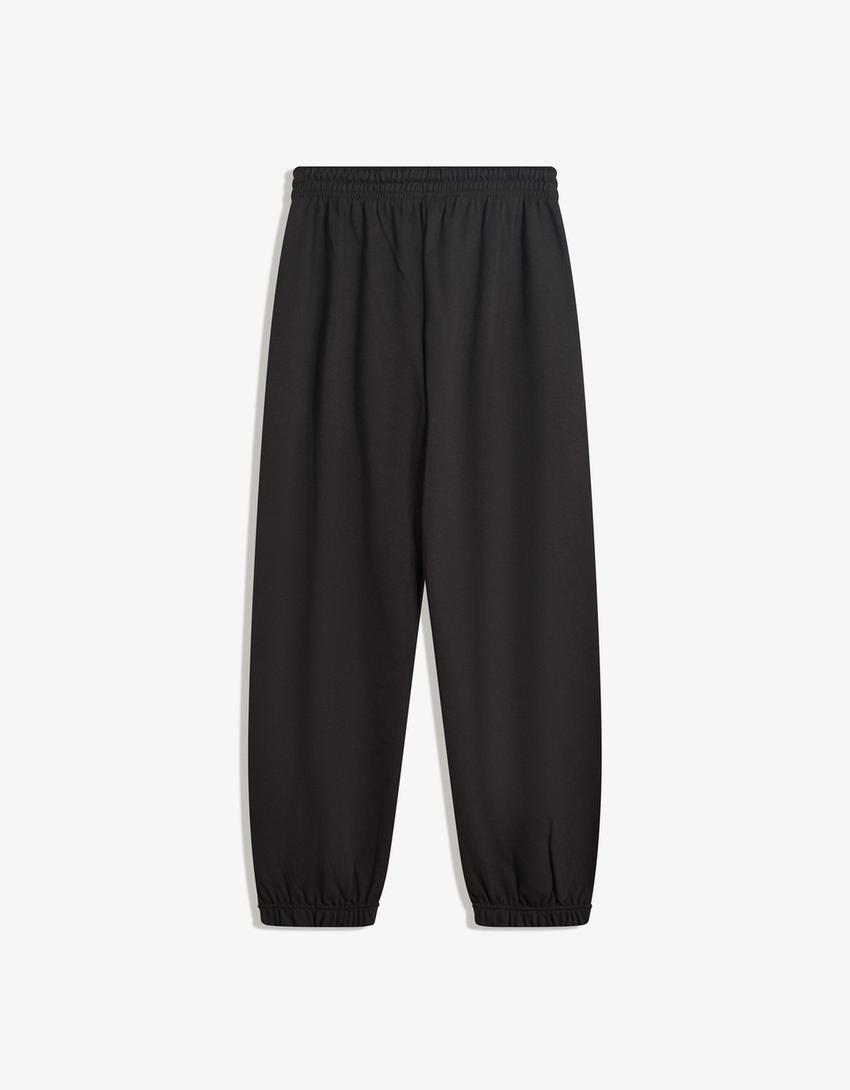Pantalón jogger felpa-Negro