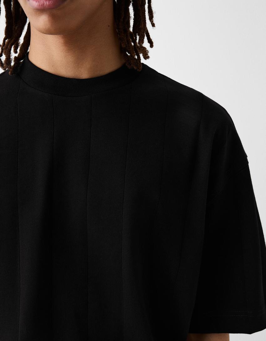 T-shirt manga curta canelada-Preto-6