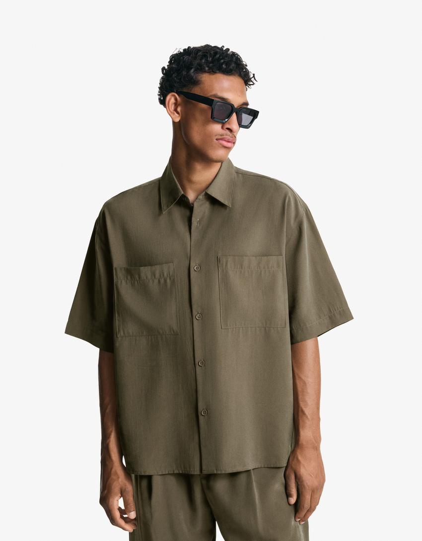 Ensemble chemise et pantalon-Kaki-3