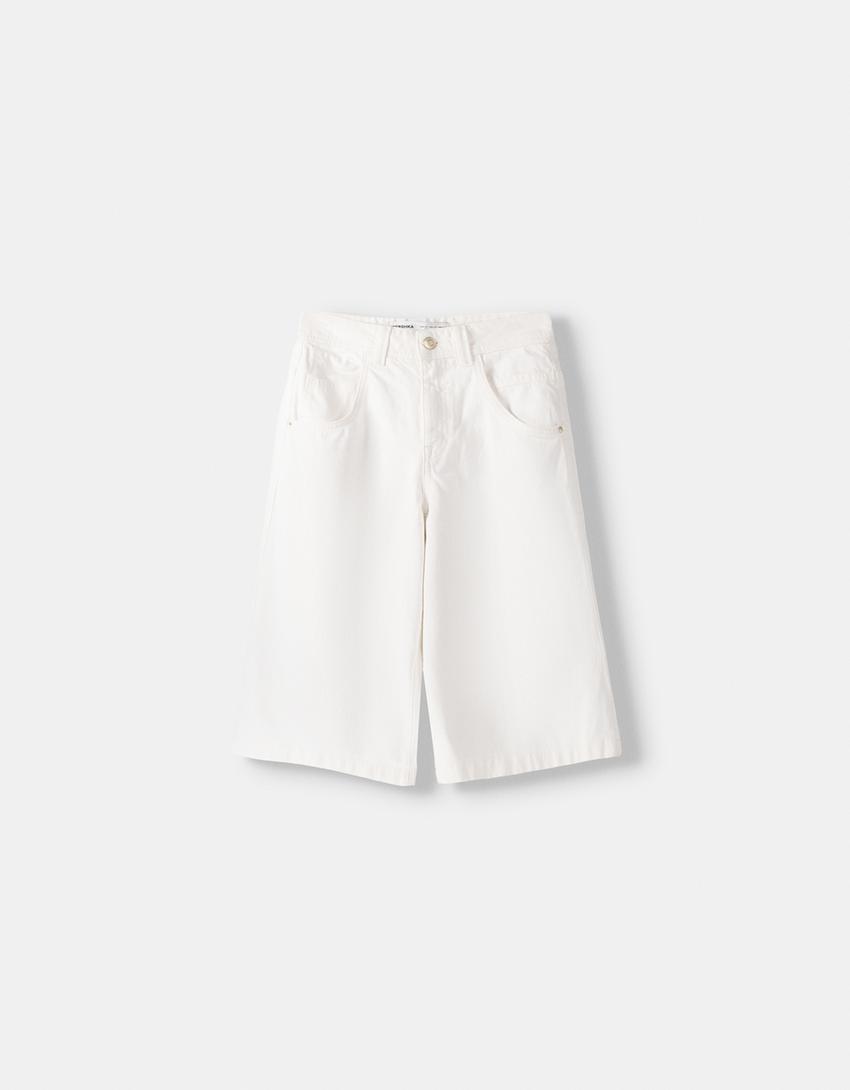 Bermuda jort baggy serge-Blanc cassé-5