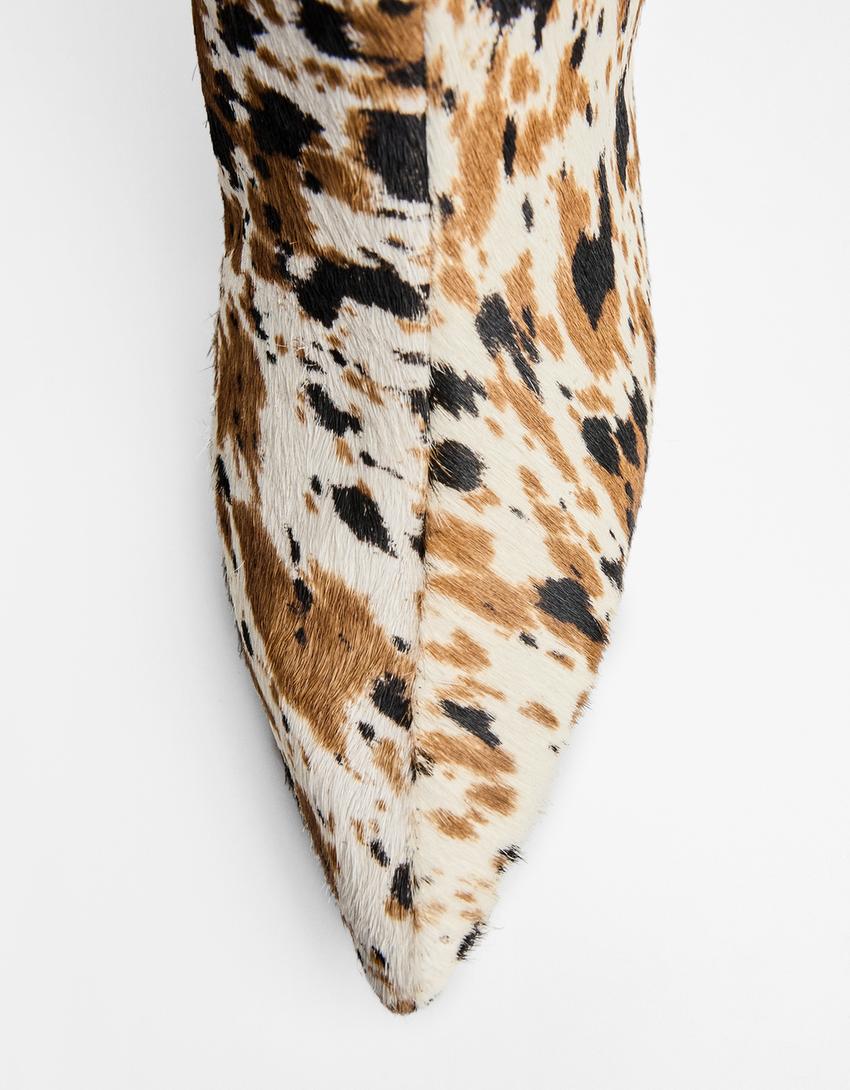 Bota tacón PIEL animal print-Combinado