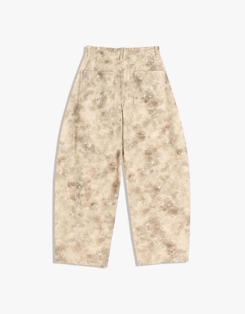 Printed barrel-leg trousers-Multicolored