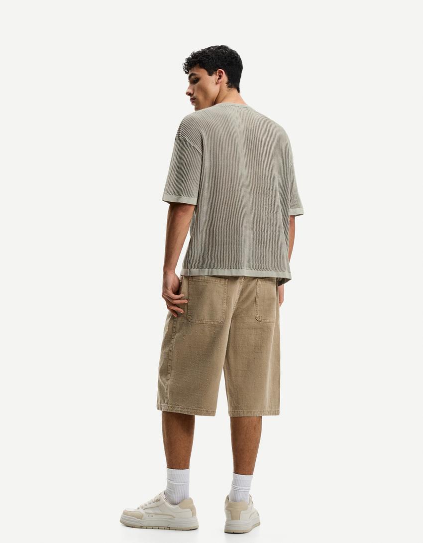 Short-sleeved mesh T-shirt-Grey-1
