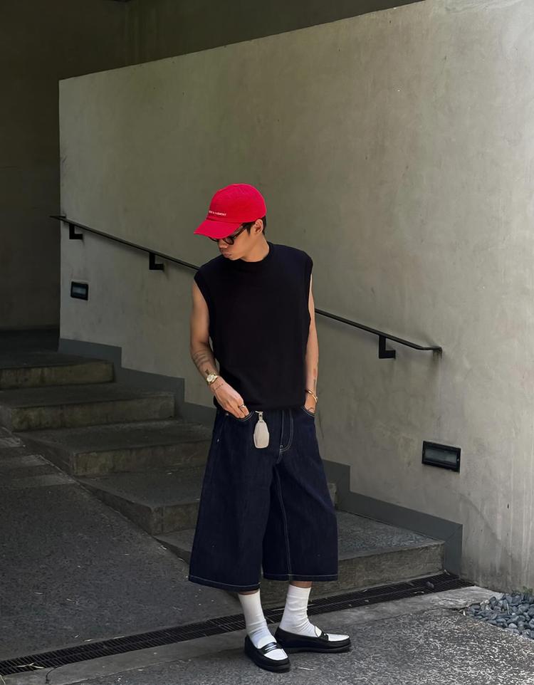 Super baggy denim Bermuda jorts