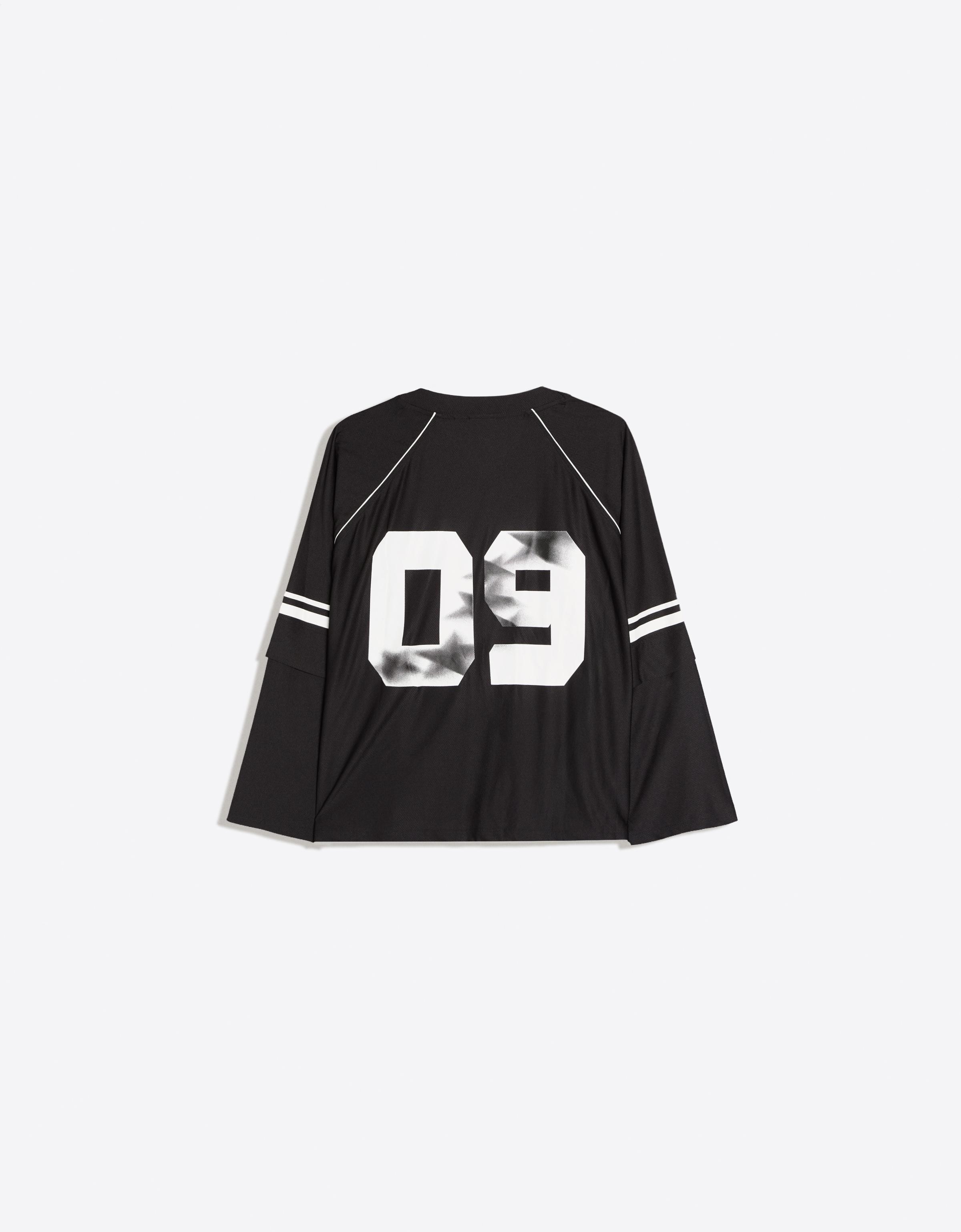 Oversize double sleeve print T-shirt — Black