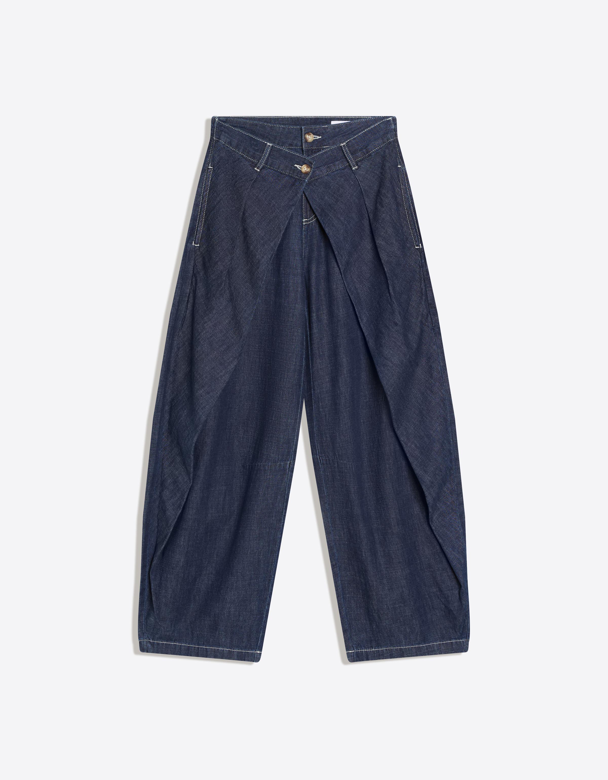 Düşük bel pilili balon jean - Görsel 6