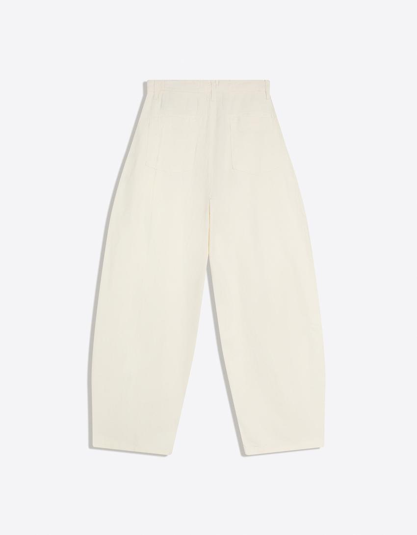 Super baggy linen trousers-Off white
