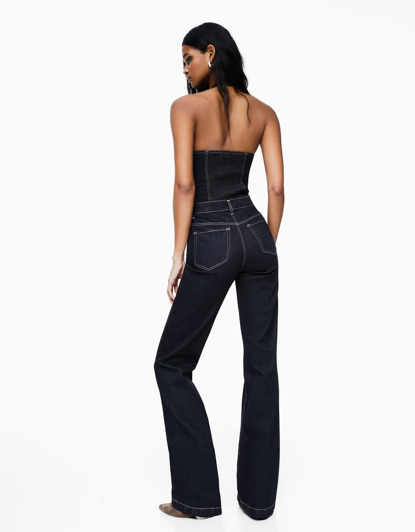 Tuta lunga in denim-Marino