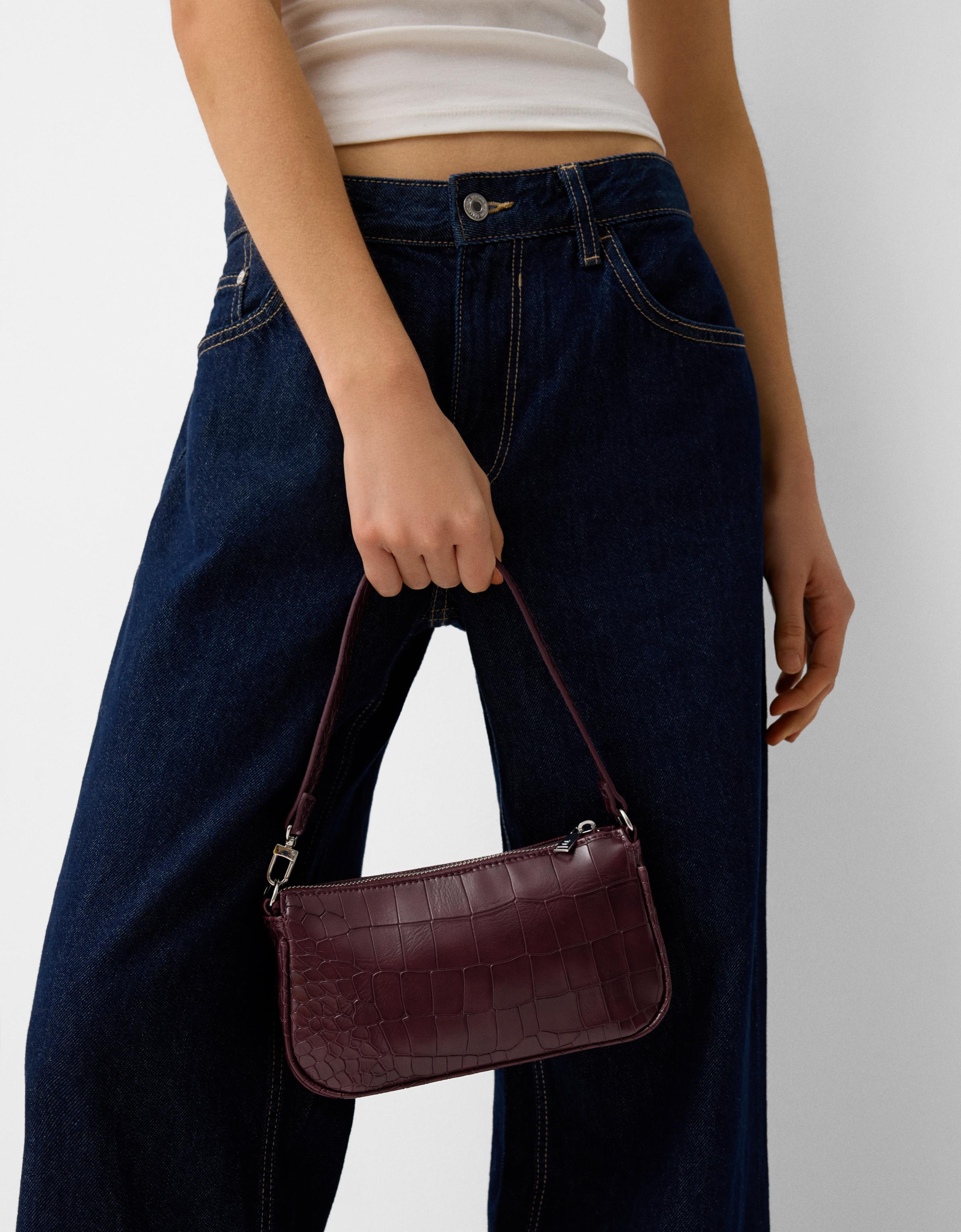 Bershka Minitasche Aus Kunstleder Damen Bordeaux
