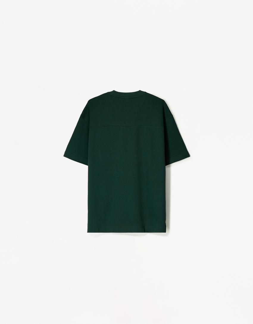 Short sleeve plush T-shirt-Green-5