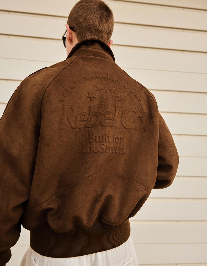 Faux suede jacket-Brown