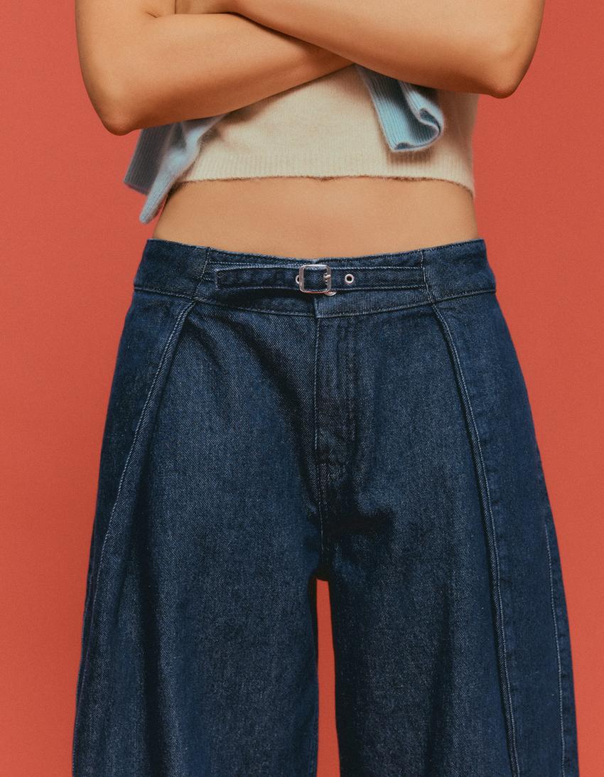 Jeans twisted pliegues-Azul