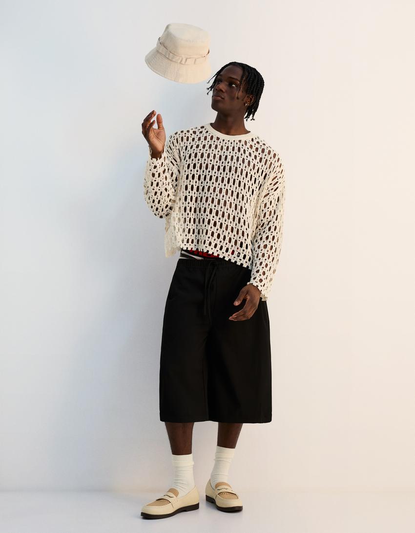 Bermuda jogging baggy tailoring-Noir-3