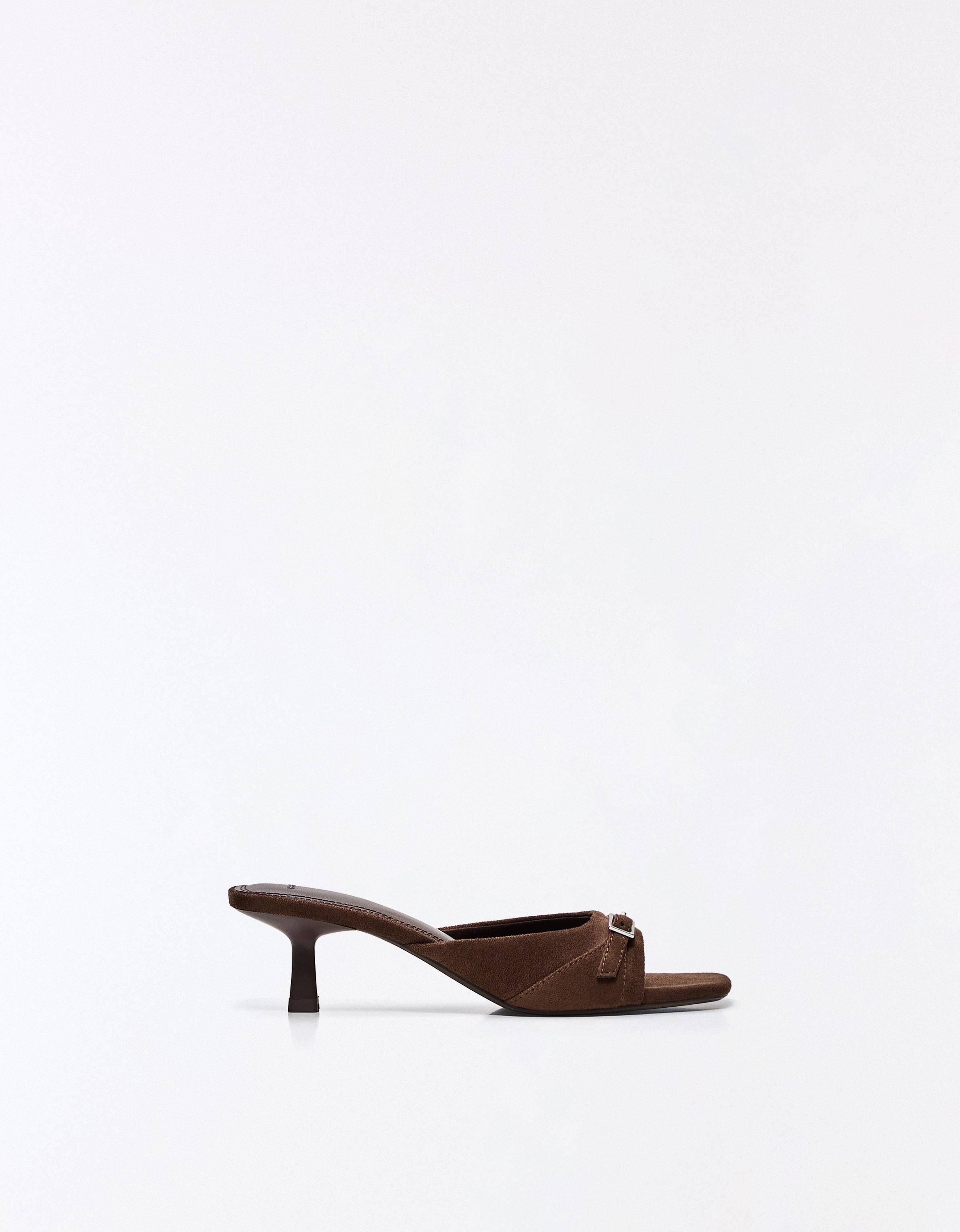 Mules À Talon Et Boucle 38 Marron
