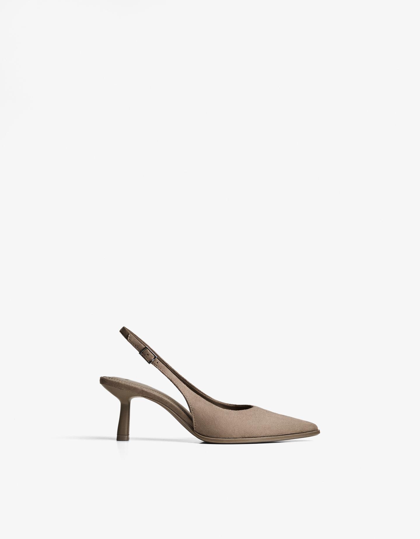 Bershka Scarpe Kitten Heel Aperte Dietro Donna 37 Taupe