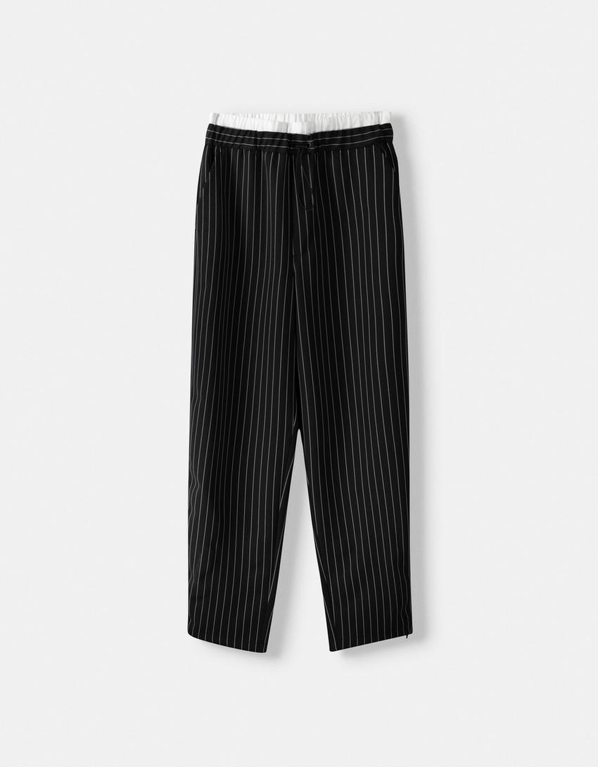 Pantalon balloon rayures tennis-Noir-5