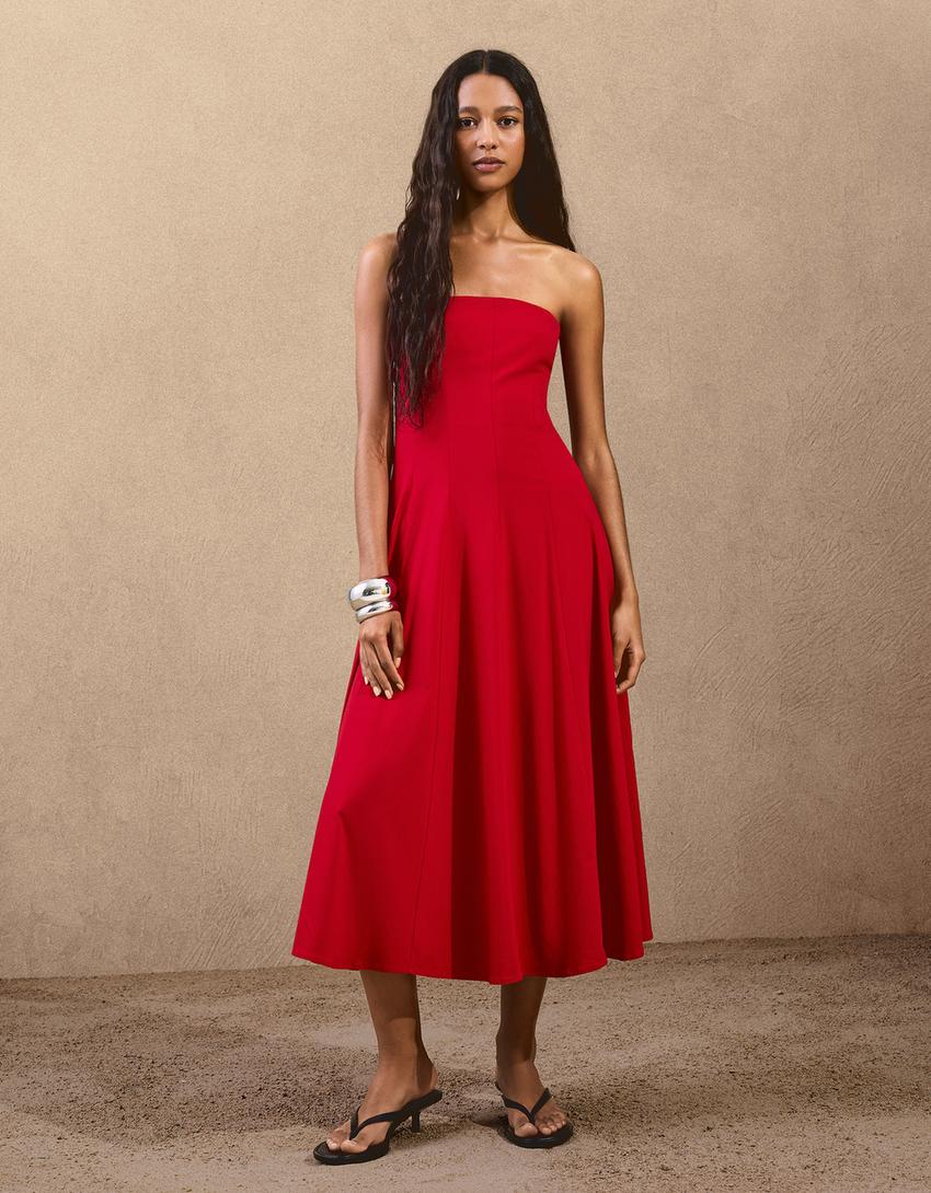 Robe midi bandeau-Rouge-2