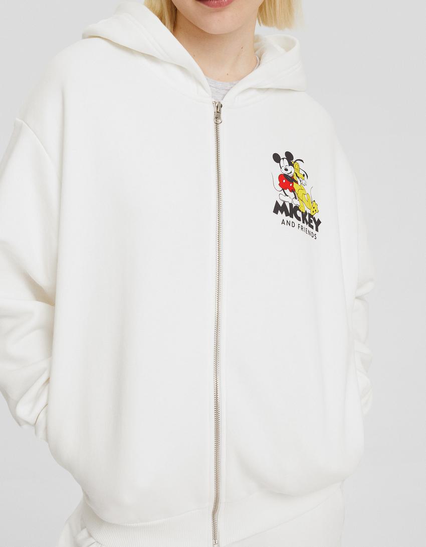 هودي بسحّاب وطبعة ميكي ماوس-أبيض مطفي-2