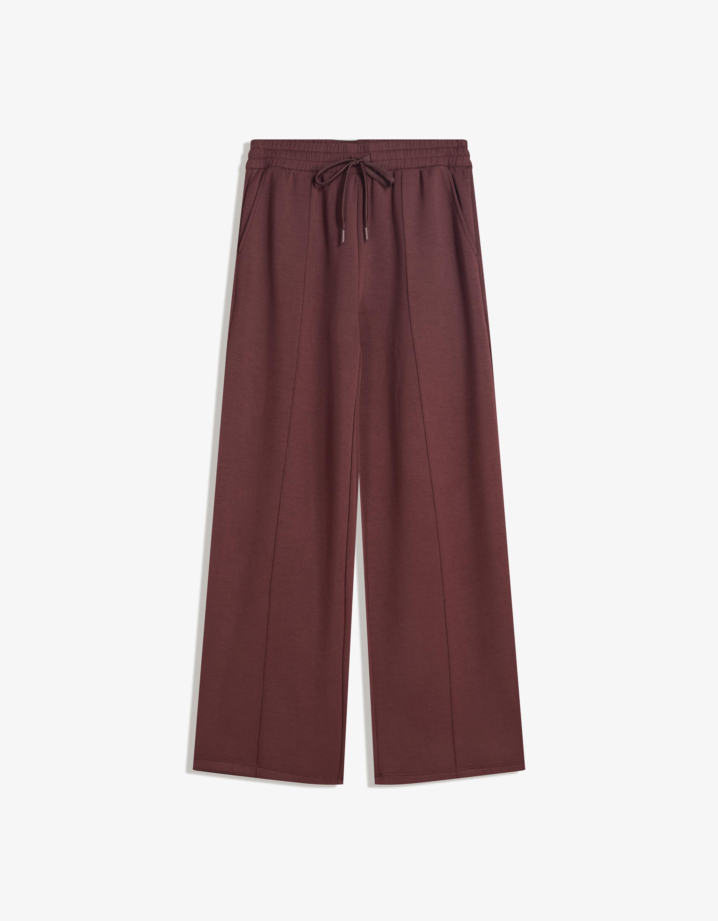 Wide-leg modal trousers — Burgundy