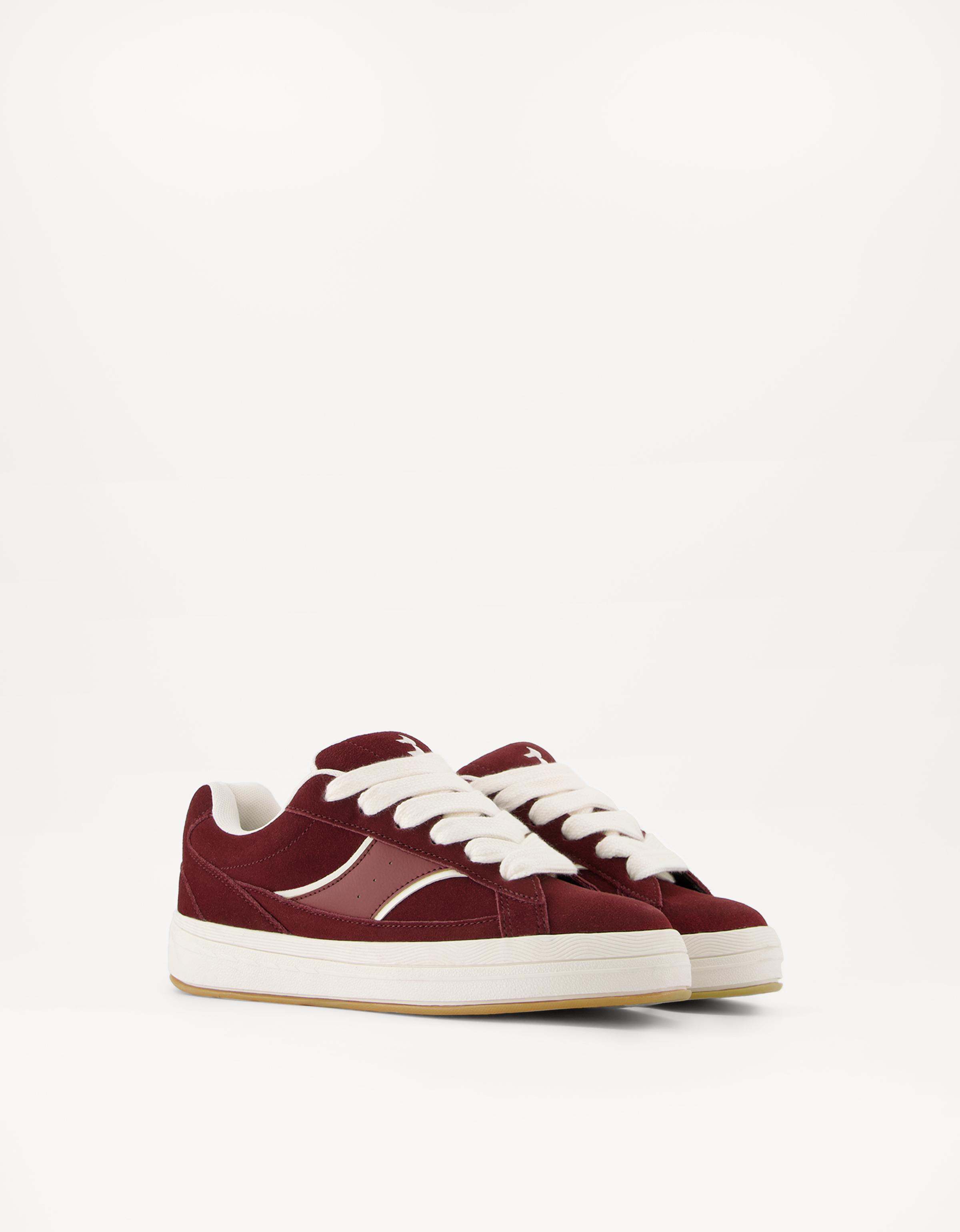 Bershka Skate-Sneaker Aus Leder Damen 37 Granatrot