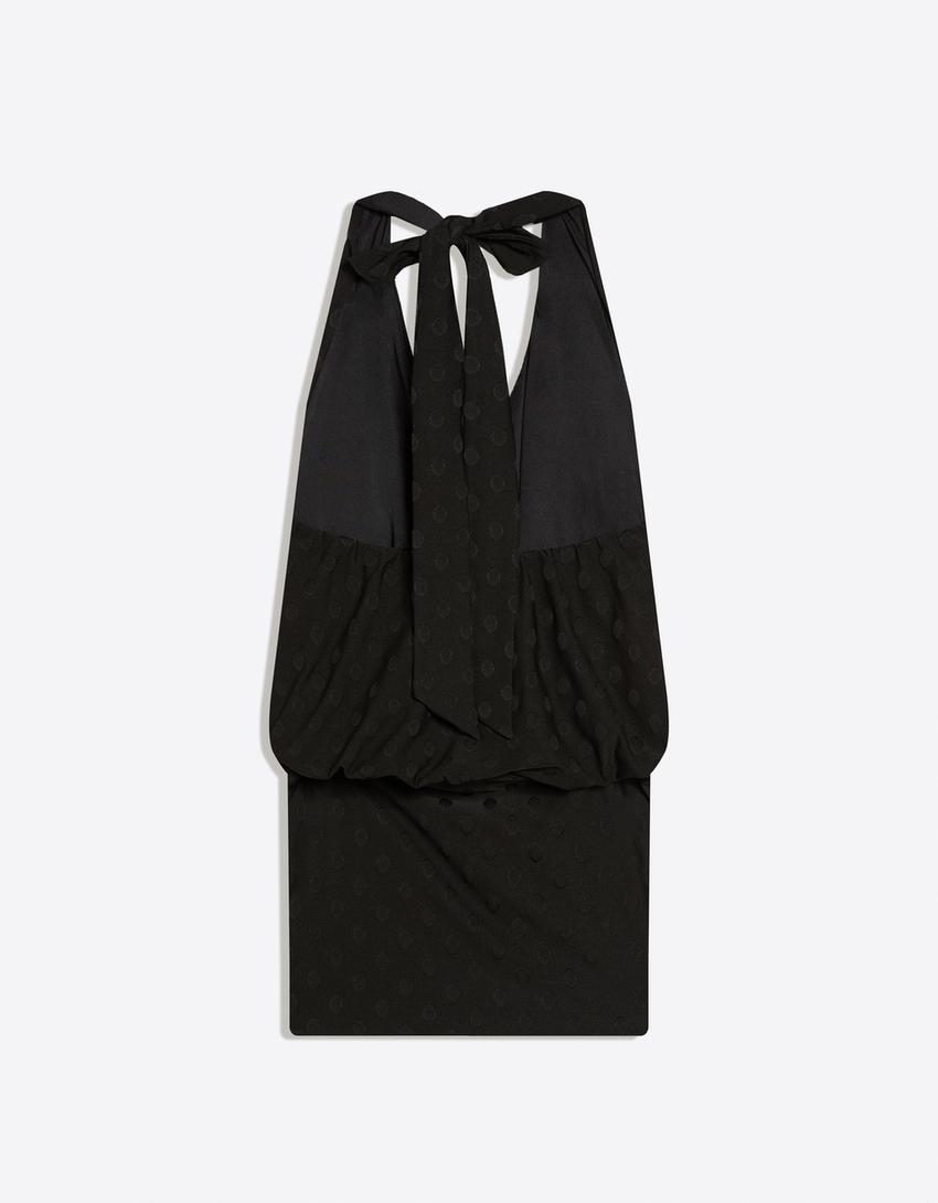 Vestido mini lunares-Negro