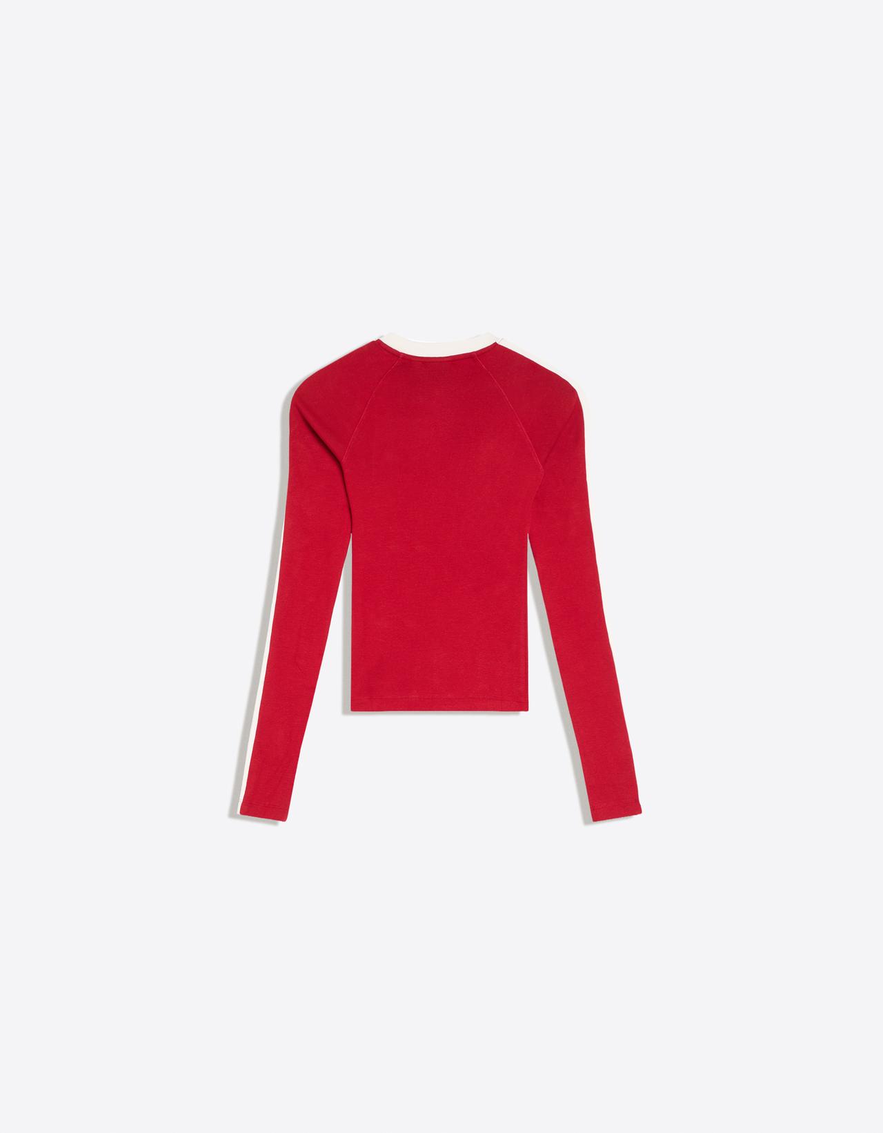 Contrast print long sleeve T-shirt — Red