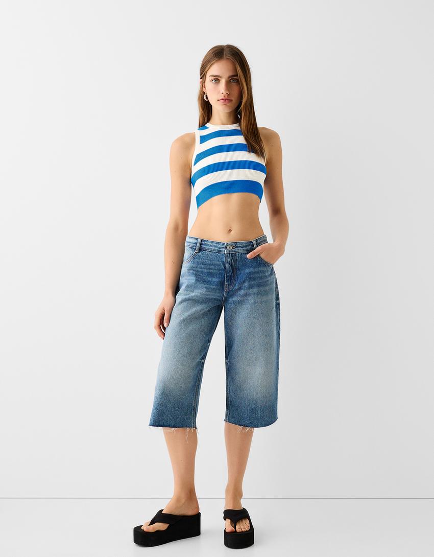 Top tricot à côtes-Bleu-3