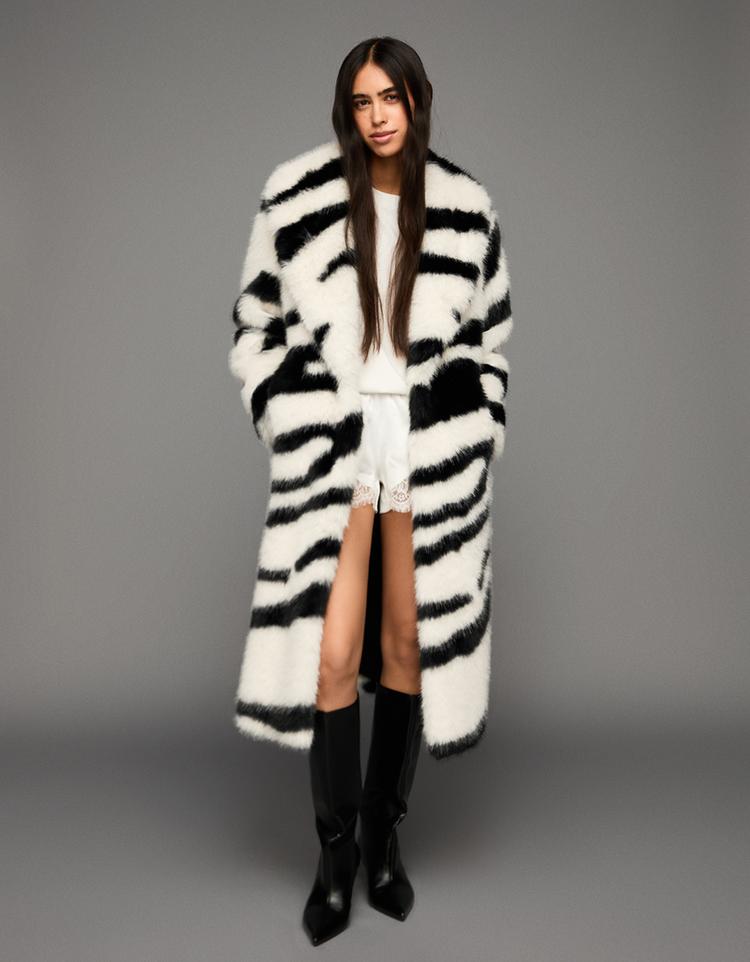 Manteau fausse fourrure imprimé animal