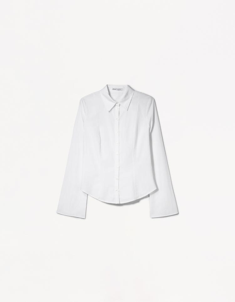 Fitted shirt with flared sleeves