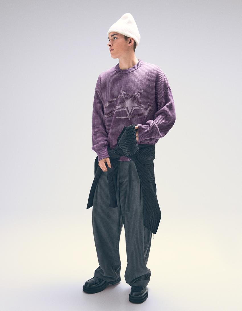 Printed sweater-Violet