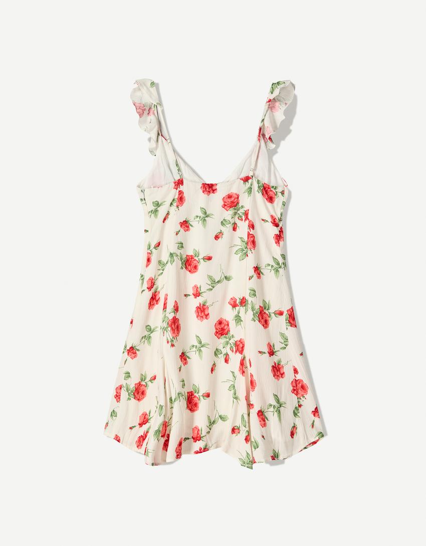 Printed strappy mini dress-Multicolored