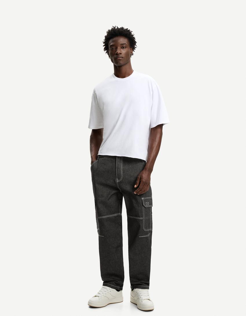 Jeans baggy cargo-Negro-0