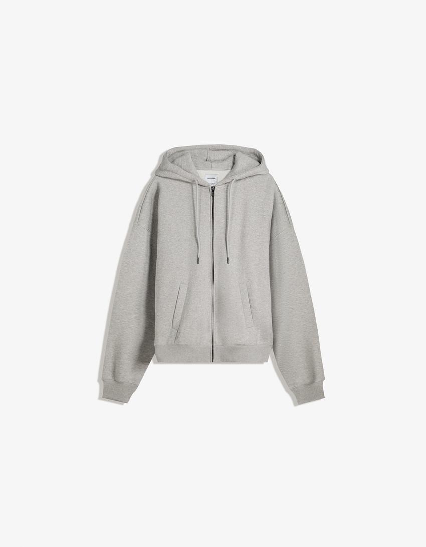 Zip-up hoodie-Grey-4