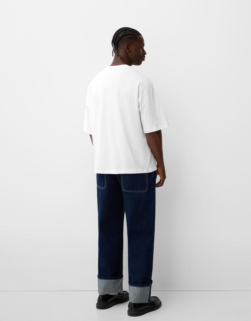Oversized T-shirt met korte mouw-Wit