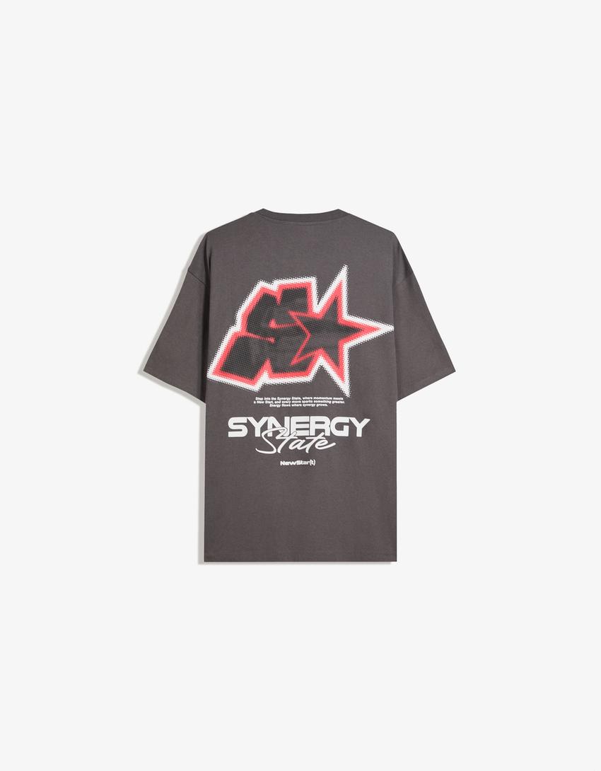 Short sleeve T-shirt with print-Dark grey