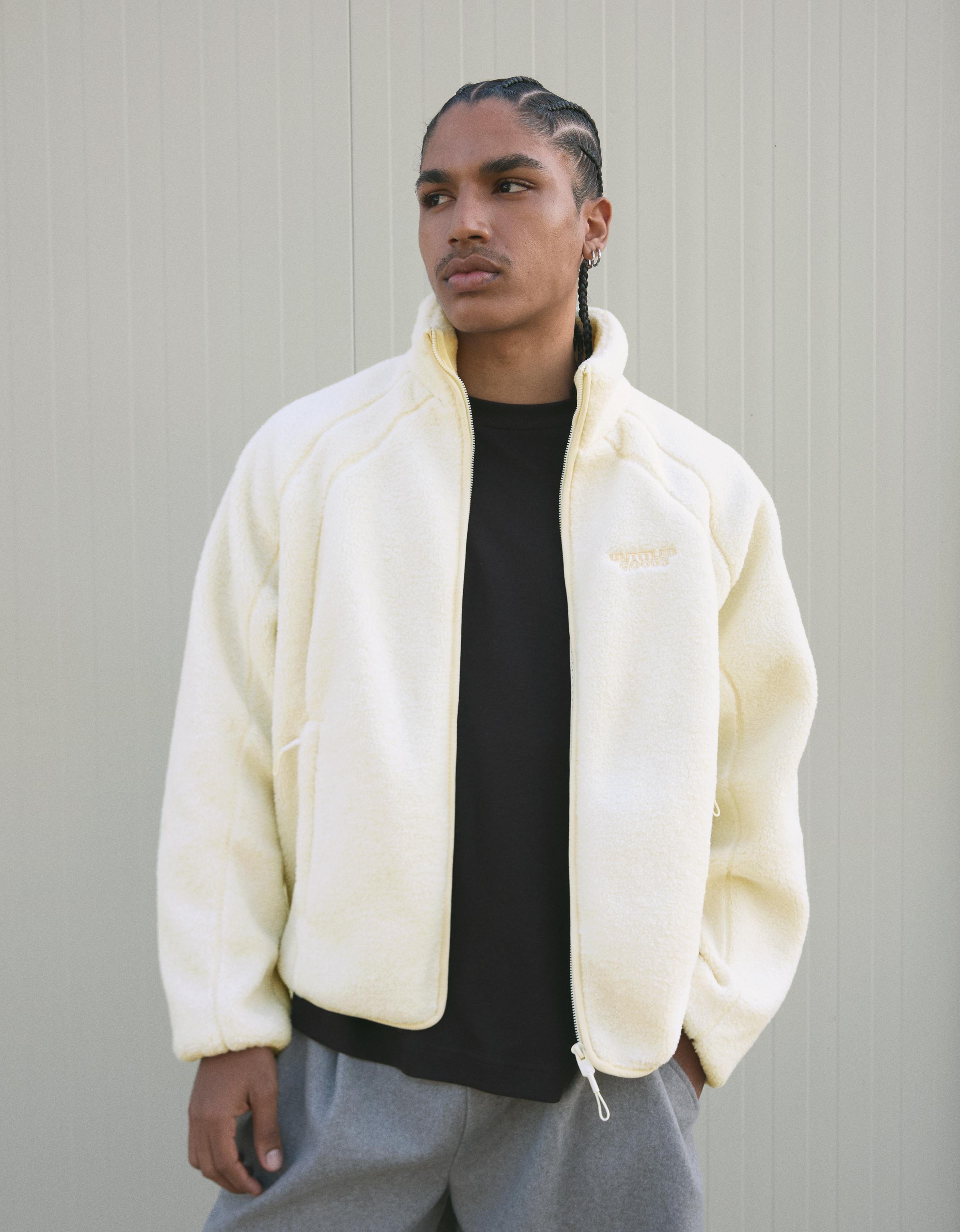 Bershka Jacke Aus Lammfellimitat Herren M Rohweiß