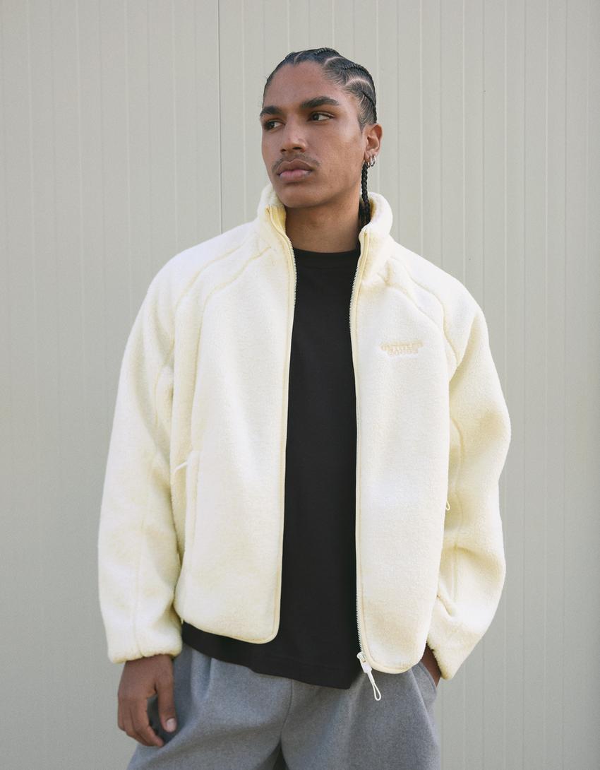 Faux shearling jacket-Cream