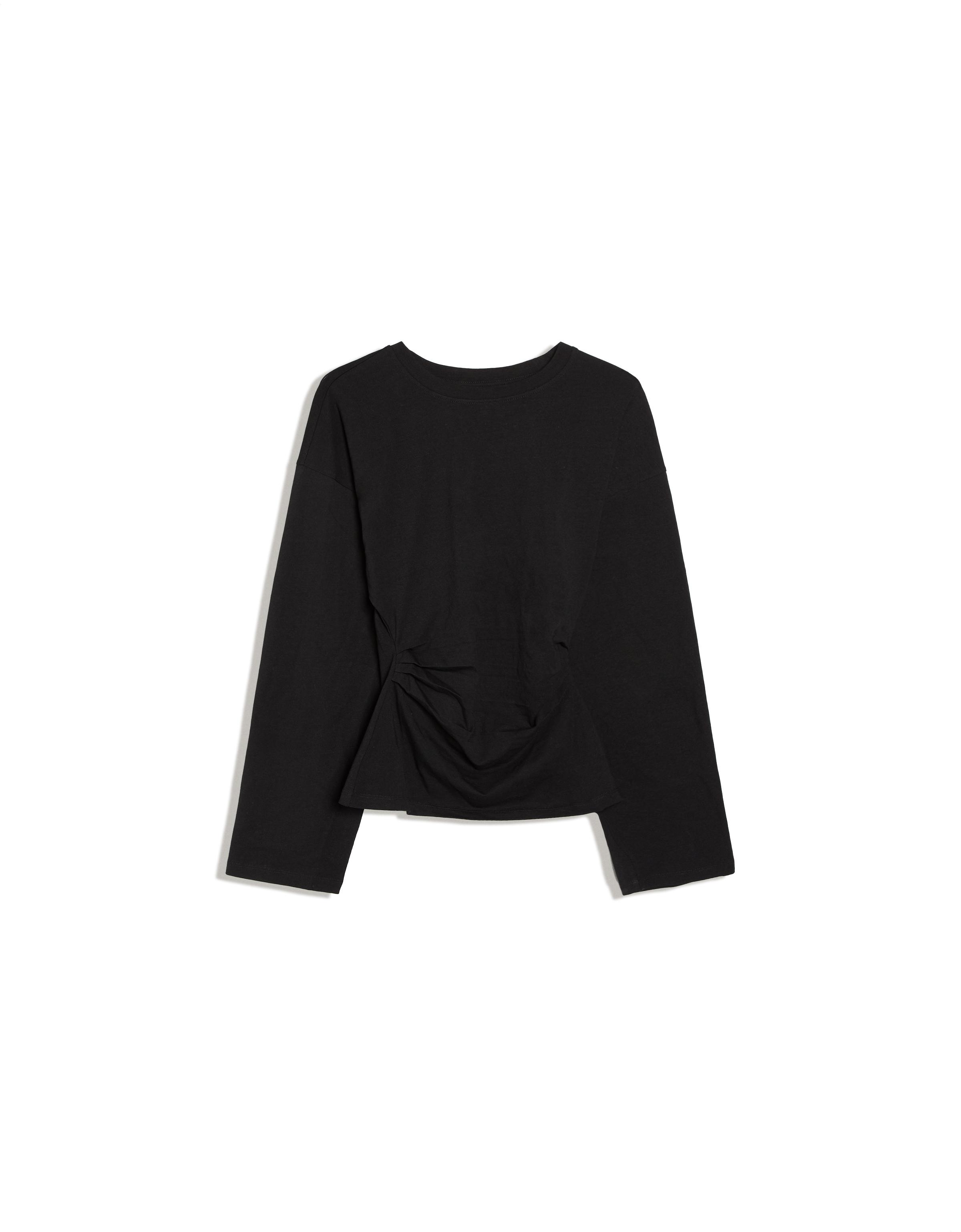Ruched long sleeve T-shirt — Black