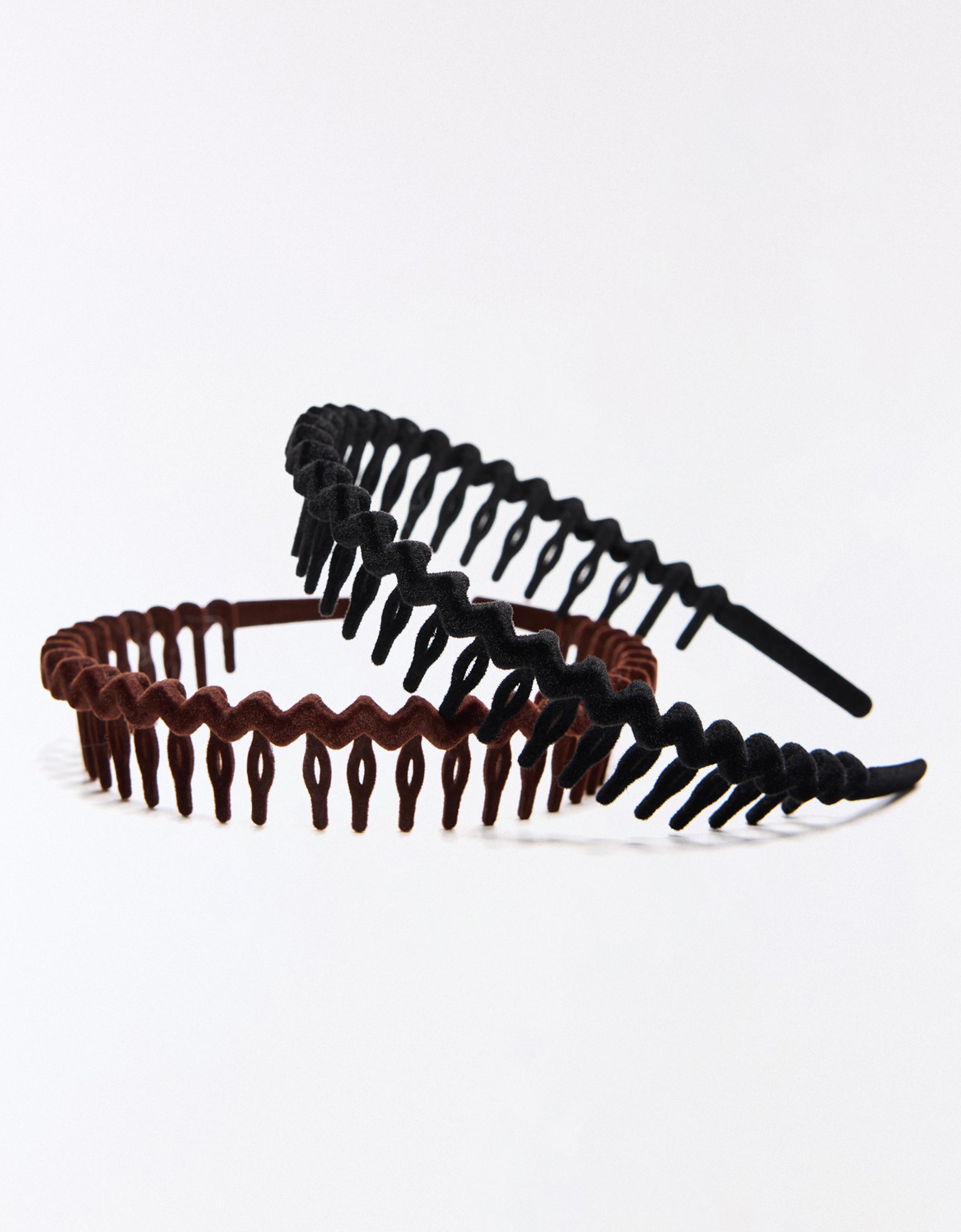 Pack of 2 zig-zag headbands — Black