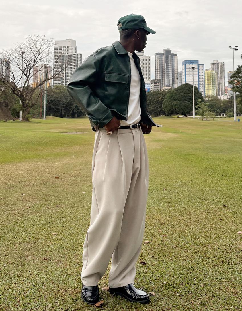 Super baggy tailored trousers-Stone