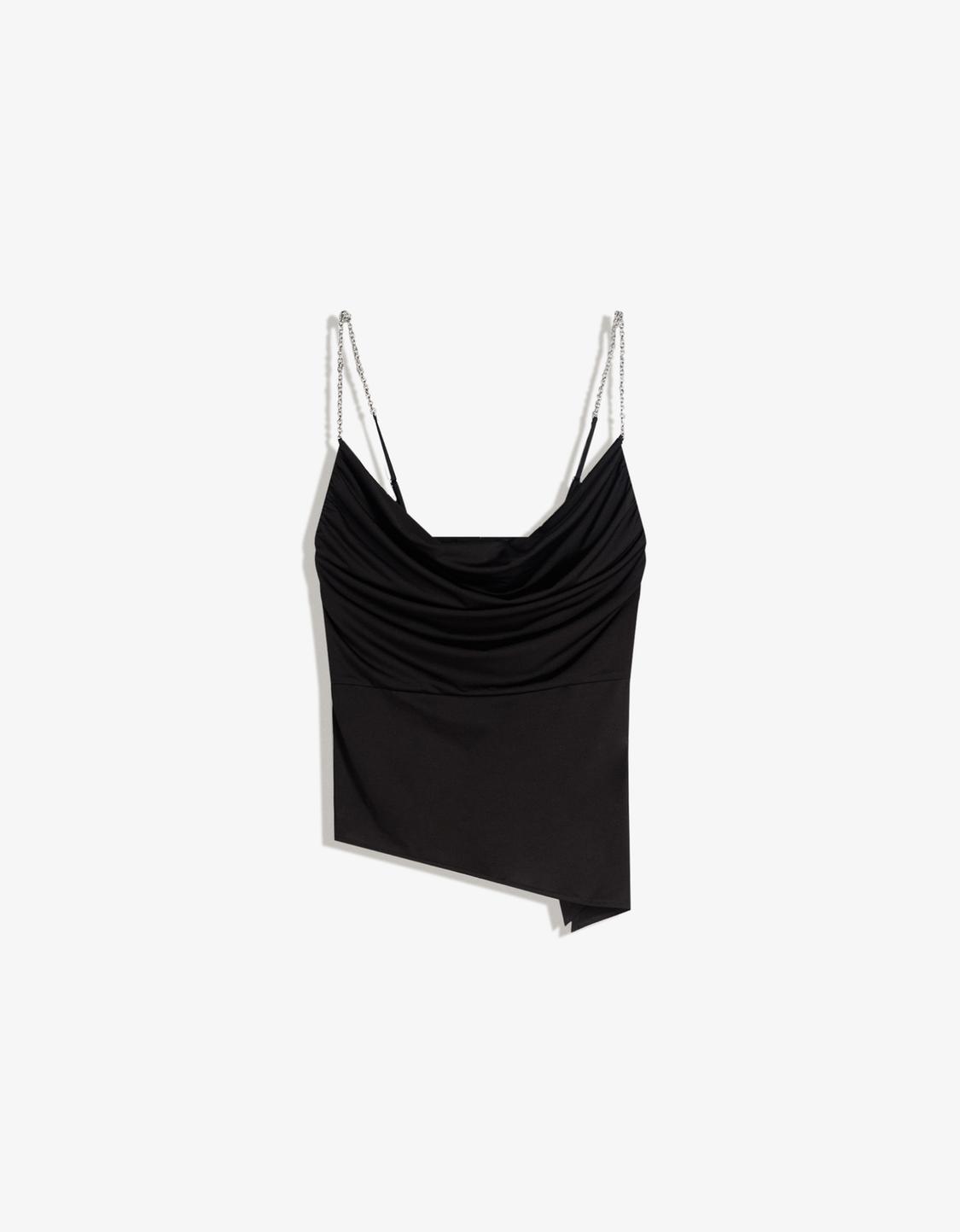 Draped top with chain straps