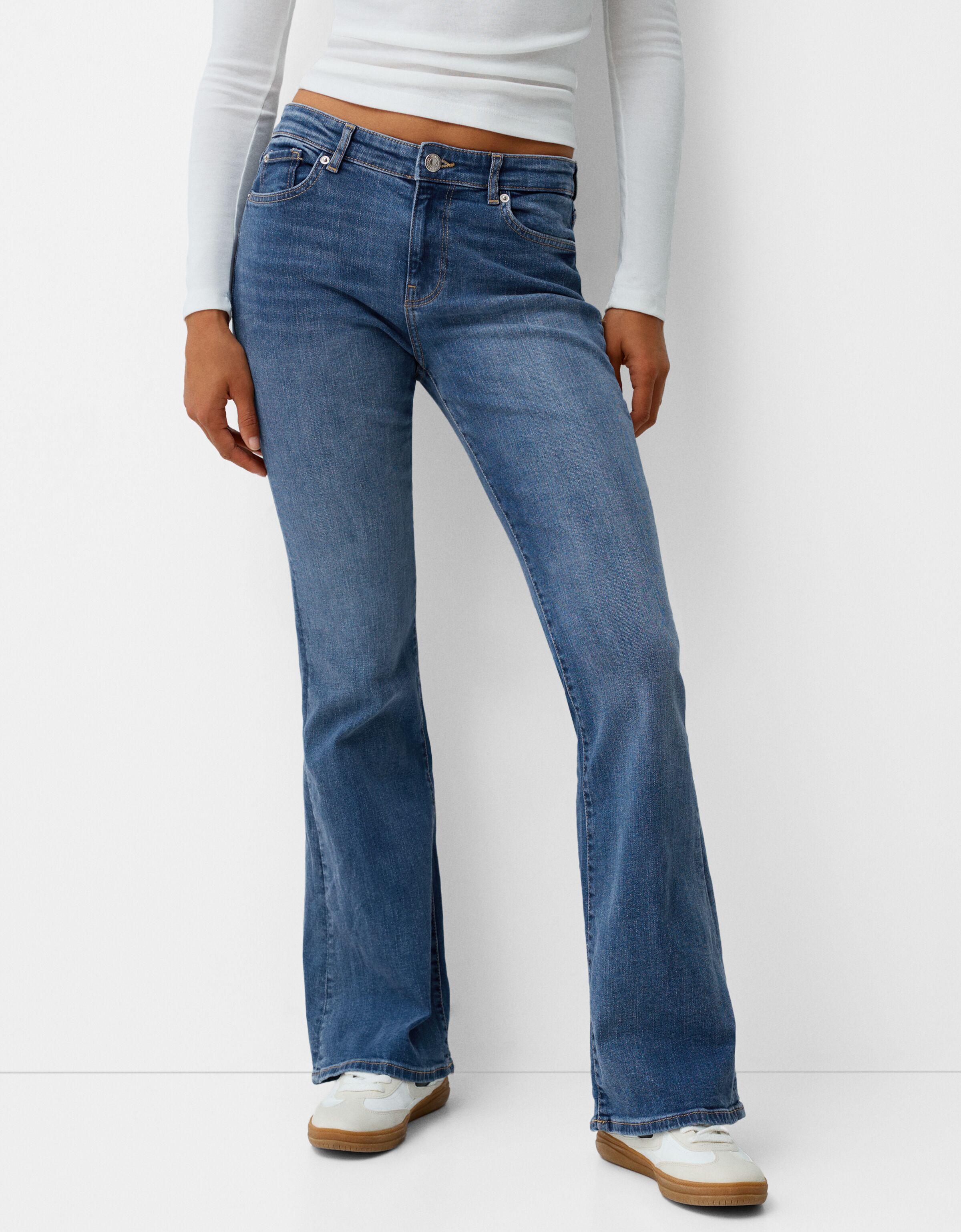 Bershka Jeans-Schlaghose Damen 44 Ausgewaschenes Blau